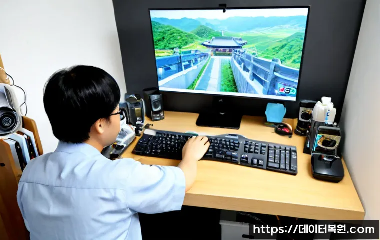 행촌동 HDD조립 및 교체수리 - Photorealistic computer repair workstation in a compact Haengchon-dong apartment office, technician ...