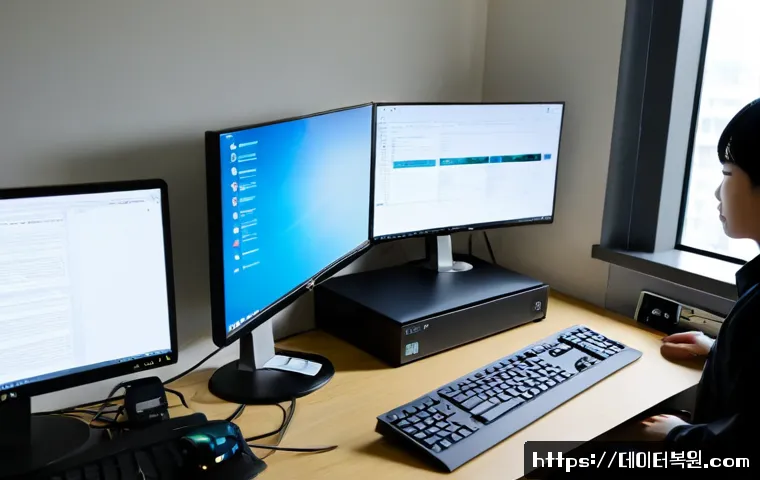 명일동 centos재설치 포맷  초기화 - Photorealistic IT technician reinstalling a Linux workstation at a clean office desk, dual monitors ...