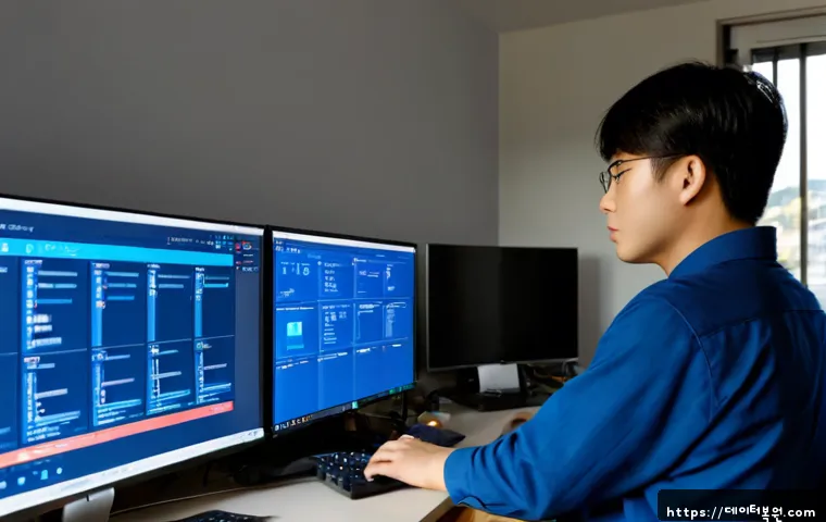 냉천동 BAD_SYSTEM_CONFIG_INFO - Photorealistic remote-support workstation in a compact hillside apartment office, desktop monitor sh...