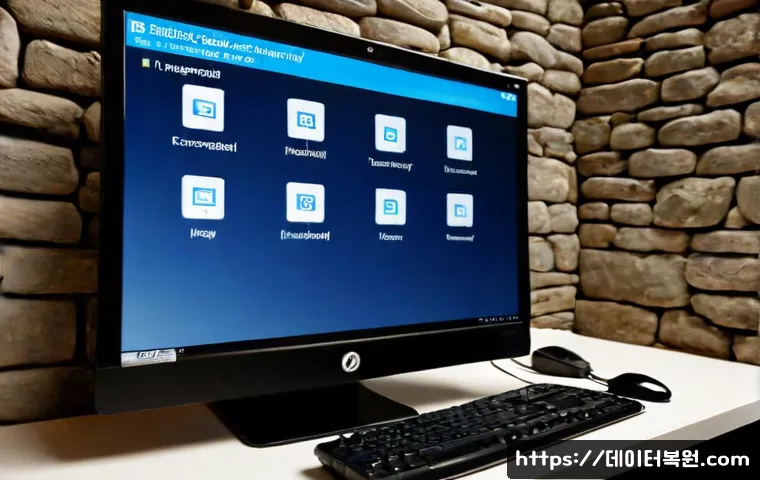 도렴동 all boot options are tried - Photorealistic IT support workstation in a compact office near a traditional stone-wall alley, deskt...