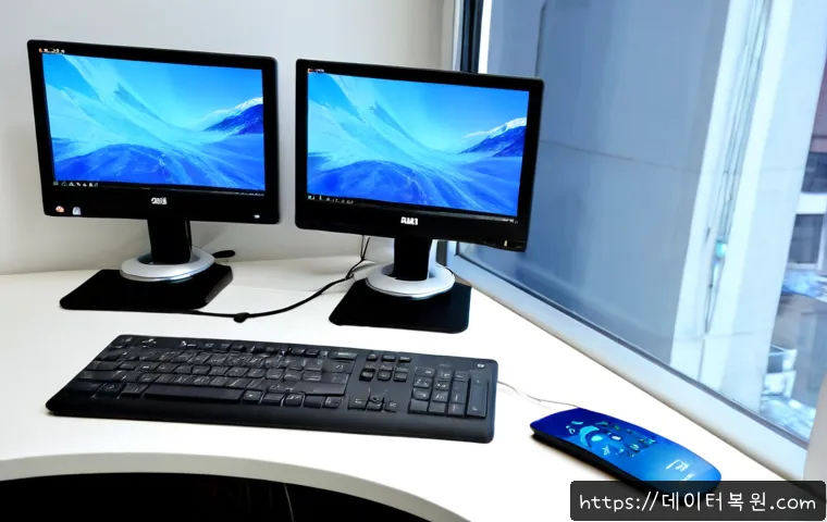 신촌동 WATCHDOG_VIOLATION - Photorealistic remote IT support workstation in a compact Sinchon apartment office, dual monitors sh...