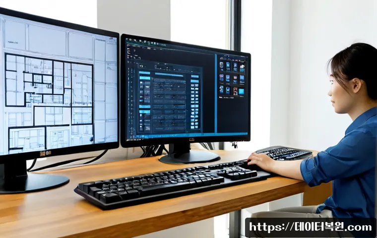 신내동 중고컴퓨터 pc 출장판매설치 - Photorealistic used desktop computer installation in a bright Sindae-dong apartment home office, tec...