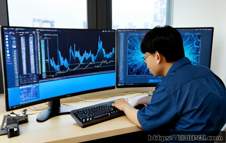 둔촌동 STATUS_KERNEL_HEAP_CORRUPTION - Photorealistic IT support workstation in a compact apartment office near a quiet eastern Seoul resid...