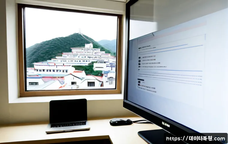 본동 STATUS_FILE_NOT_FOUND - Photorealistic remote-support workstation in a compact hillside apartment office, ultrawide monitor ...