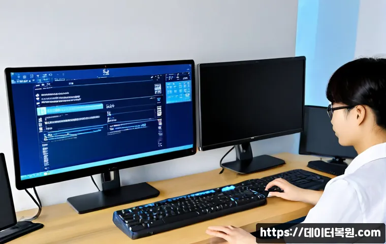 송중동 PFN_LIST_CORRUPT - Photorealistic remote-support workstation in a compact Songjung-dong apartment office, dual monitors...