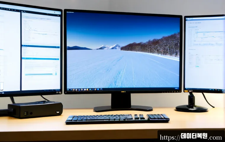관문동 STATUS_EXECUTION_TIMEOUT - Photorealistic remote-support workstation in a compact Korean-style office, ultrawide monitor showin...