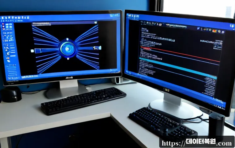 번동 DPC_WATCHDOG_VIOLATION - Photorealistic IT support workstation in a compact Bun-dong apartment office, dual monitors showing ...