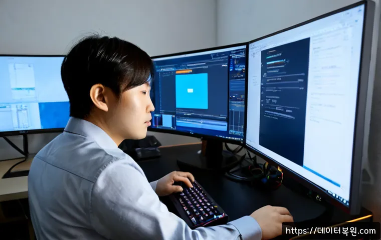 군자동 STATUS_IO_TIMEOUT - Photorealistic IT support workstation in a compact Gunjadong-style apartment office, engineer studyi...