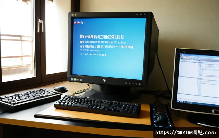 통인동 INVALID_KERNEL_HANDLE - Photorealistic remote-support workstation in a quiet Tongin-dong apartment office, desktop monitor s...