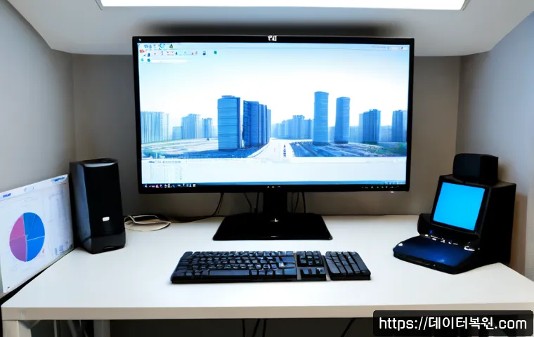 다산동 STATUS_KERNEL_CONFIGURATION_ERROR - Photorealistic modern workstation in a bright apartment office near a quiet Korean new-town district...