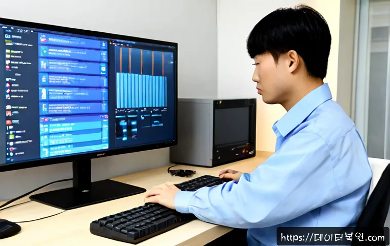 덕이동 STATUS_KERNEL_MODULE_CORRUPTION - Photorealistic IT support workstation in a modern Deok-i-dong office, desktop tower opened beside a ...