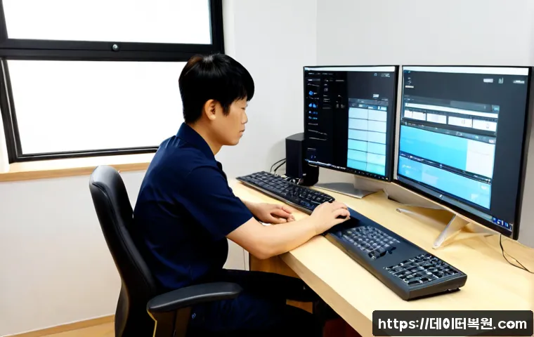 봉원동 해놀로지 xpenology 구축 - Photorealistic remote-support workstation in a compact Bongwon-dong apartment office, technician ass...