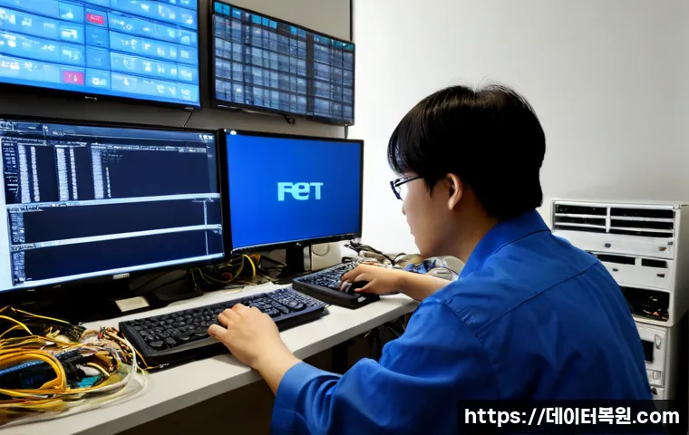 예관동 ftp서버출장방문수리점 - Photorealistic compact IT repair workspace in a Ye-gwan-dong commercial building, technician diagnos...