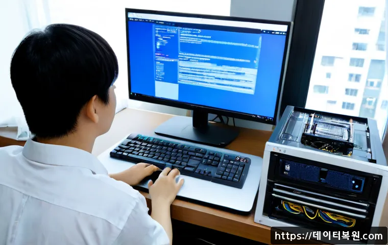 사당동 KERNEL_DATA_INPAGE_ERROR - Photorealistic remote IT support scene in a compact Sadang-dong apartment workspace, a desktop monit...