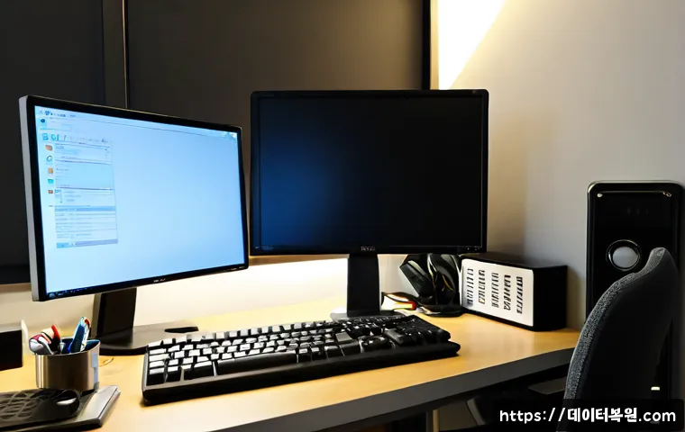 신월동 BOOTMGR is missing - Photorealistic IT support workstation in a compact Sinwol-dong apartment office, desktop tower opene...