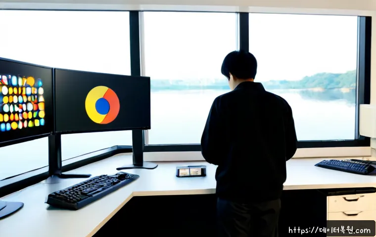 가양동 STATUS_KERNEL_MODULE_NOT_FOUND - Photorealistic IT support workstation in a modern office near a quiet riverside district, dual monit...