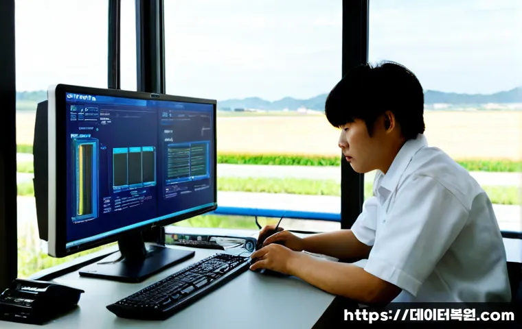 개화동 STATUS_KERNEL_DRIVER_CORRUPTION - Photorealistic IT support workstation in a quiet low-rise district near airport farmland, dual monit...