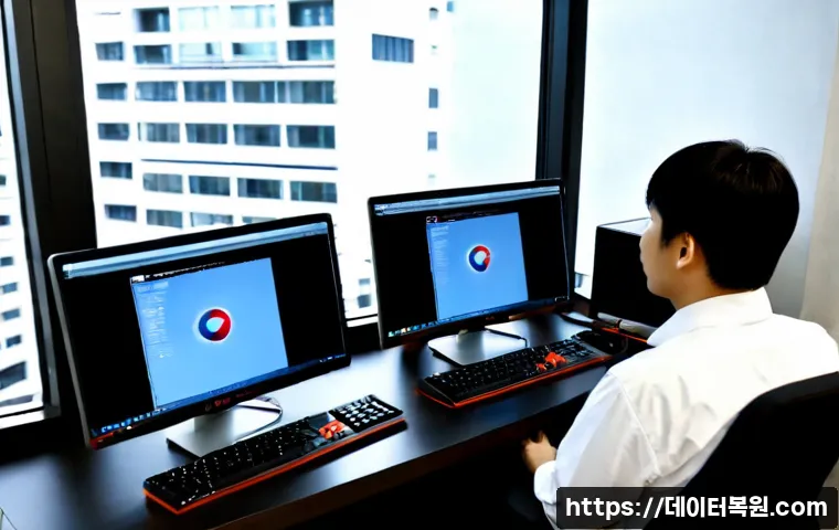 번동 STATUS_FLOAT_INEXACT_RESULT - Photorealistic remote-support workstation in a compact northern Seoul apartment office, dual monitor...