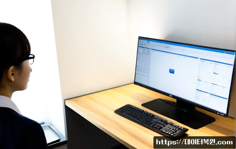 경운동 STATUS_FILE_READ_FAILURE - Photorealistic remote-support workstation in a compact Seoul design studio, technician viewing a fil...
