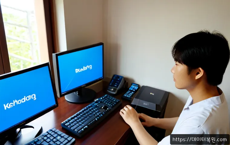 누하동 윈도우7 windows7 재설치 포맷  초기화 - Photorealistic remote-support workstation in a quiet Nuhadong residential apartment, technician rein...