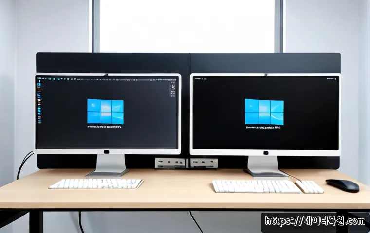 쌍림동 STATUS_MODULE_NOT_FOUND - Photorealistic software support workstation in Ssangnim-dong, Seoul, dual monitors showing a clean a...