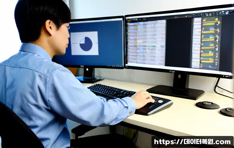 인의동 공장초기화복구 - Photorealistic computer recovery workstation in a compact Inui-dong industrial office, technician re...