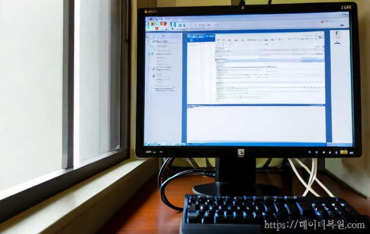 경운동 STATUS_NETWORK_ACCESS_DENIED - Photorealistic IT support workstation in a quiet historic Seoul neighborhood office, desktop monitor...