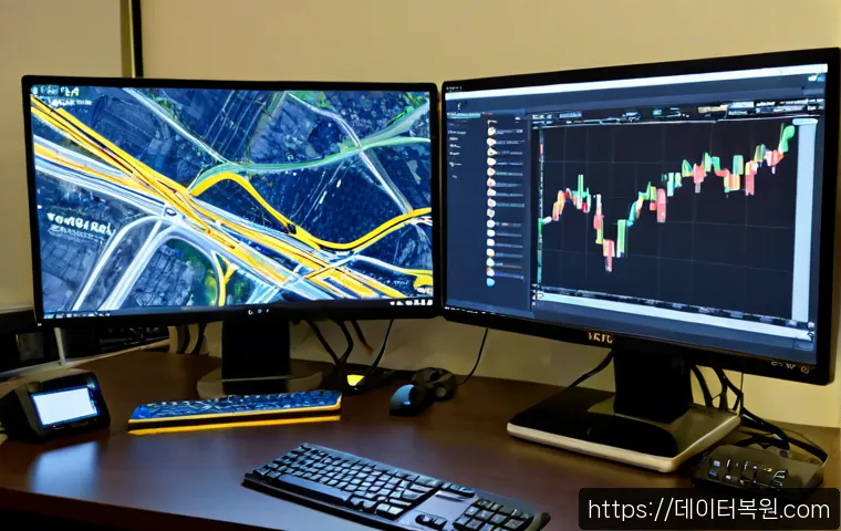 동자동 STATUS_STACK_UNDERFLOW - Photorealistic IT support workstation in a compact Dongja-dong office near a transit district, dual ...