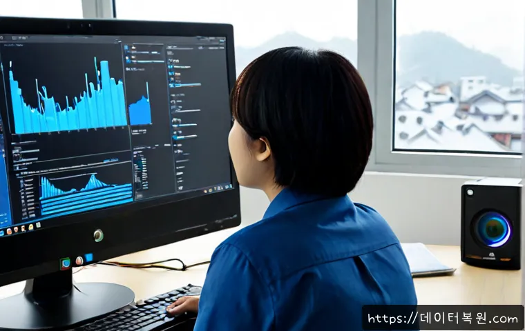 북가좌동 SYSTEM_SERVICE_EXCEPTION - Photorealistic IT support workstation in a compact Buggajwa-dong apartment office, dual monitors sho...