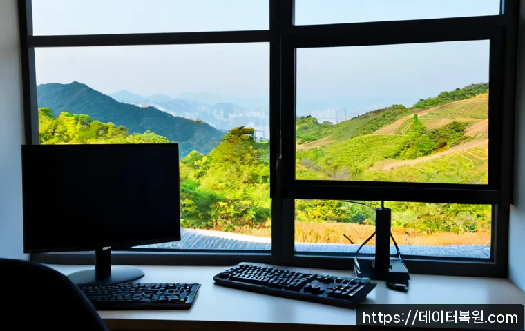부암동 STATUS_MEMORY_OVERFLOW - Photorealistic remote-support workstation in a quiet hillside neighborhood apartment, ultrawide moni...