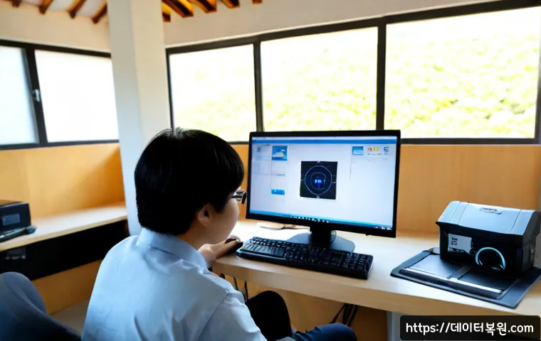 권농동 STATUS_IMAGE_ACCESS_DENIED - Photorealistic remote-support workstation in a quiet Gyeongju neighborhood office, dual monitors sho...