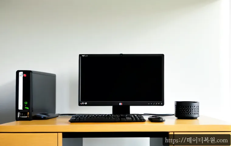 장안동 신호없음 - Photorealistic remote-support workstation in a compact Jangandong apartment office, desktop monitor ...