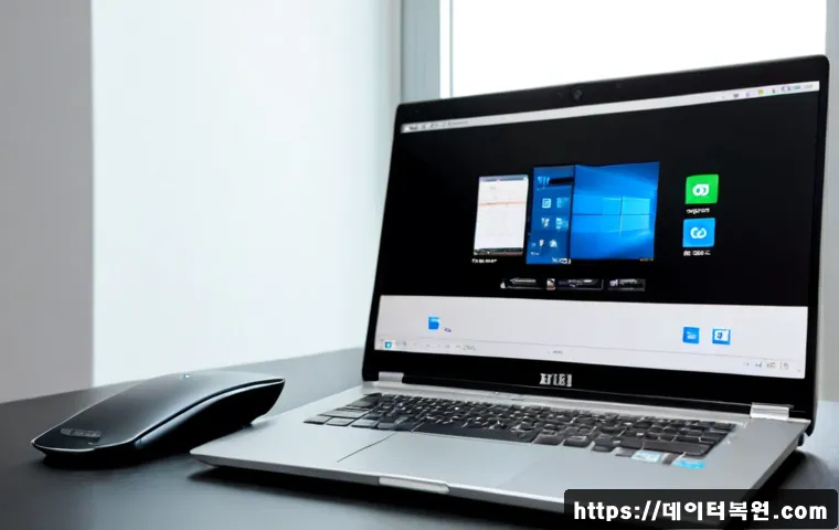 난향동 macosX재설치 포맷  초기화 - Photorealistic remote-support workstation in Nanghyang-dong, a sleek silver laptop showing a minimal...