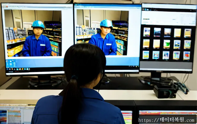 가락동 STATUS_IMAGE_CORRUPTION - Photorealistic IT support workstation in a Garak-dong produce-market office, dual monitors showing a...