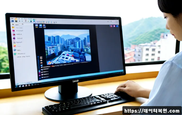 후암동 a disk read error occurred - Photorealistic remote-support workstation in a compact Huam-dong apartment office, desktop monitor s...