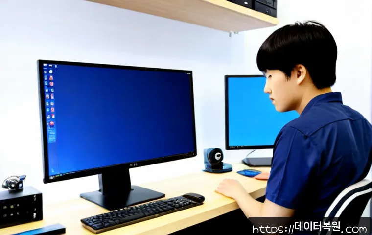 필동 CRITICAL_OBJECT_TERMINATION - Photorealistic remote-support workstation in a compact Pil-dong design studio, concerned IT speciali...