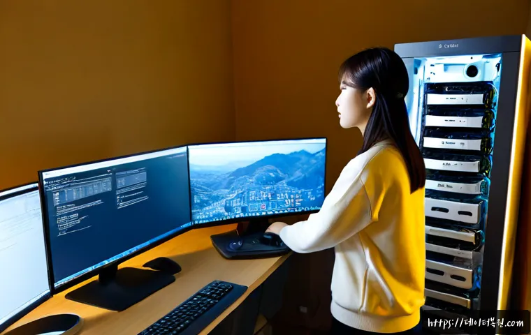 남산동 조립컴퓨터 pc 출장판매설치 - Photorealistic compact computer workstation installation in a Namsan-dong apartment, technician conn...