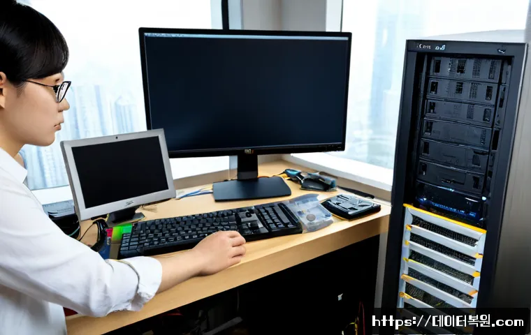 강일동 컴퓨터 desktop 출장방문수리점 - Photorealistic desktop computer repair visit in a modern Gangil-dong apartment home office, technici...