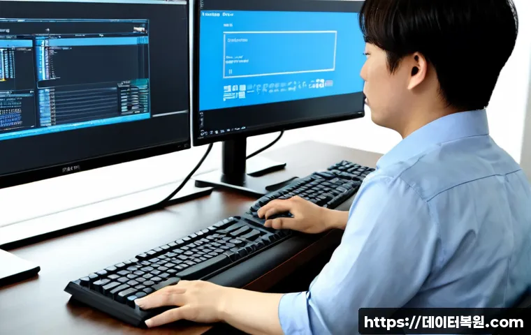 인헌동 Press Ctrl Alt Del to restart - Photorealistic IT support scene in a compact Seoul residential office near low green hills, a frustr...