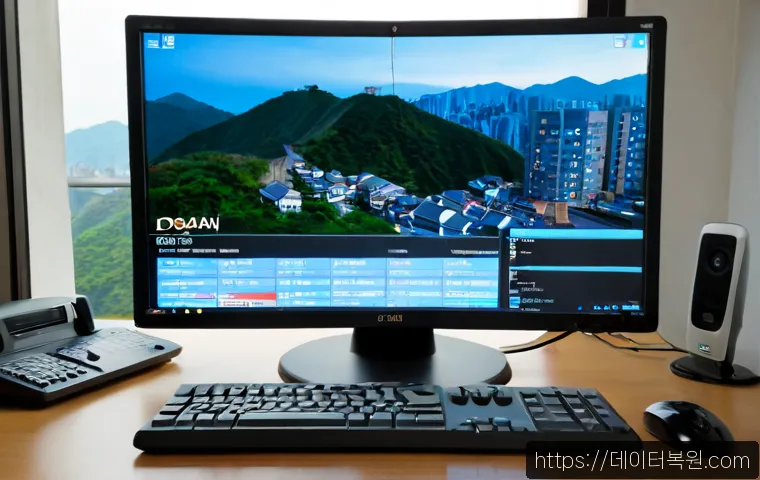 돈암동 DRIVER_CAUSED_SYSTEM_CRASH - Photorealistic remote IT support workstation in a compact Donam-dong apartment office, desktop compu...