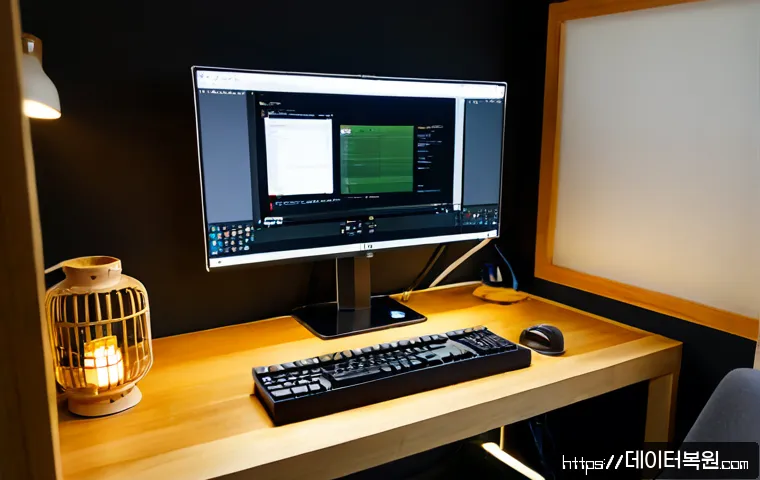 인사동 해킨토시 재설치 포맷  초기화 - Photorealistic premium desktop workstation in a quiet Insadong-inspired repair studio, all-in-one co...