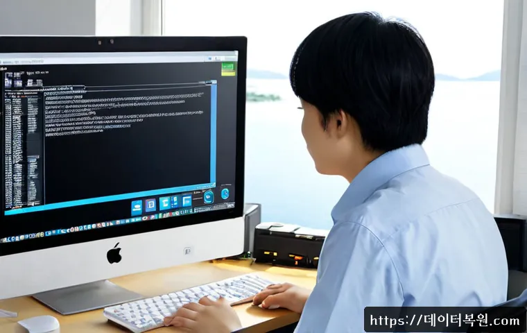 송포동 REGISTRY_ERROR - Photorealistic desktop support scene in a bright apartment office near a quiet lakeside residential ...