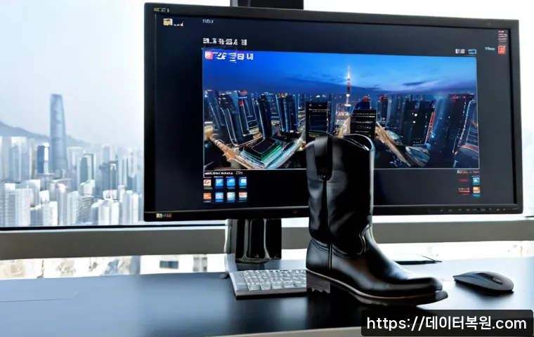 상암동 a disk read error occurred - Photorealistic modern media-production workstation in Sangam’s digital business district, ultrawide ...