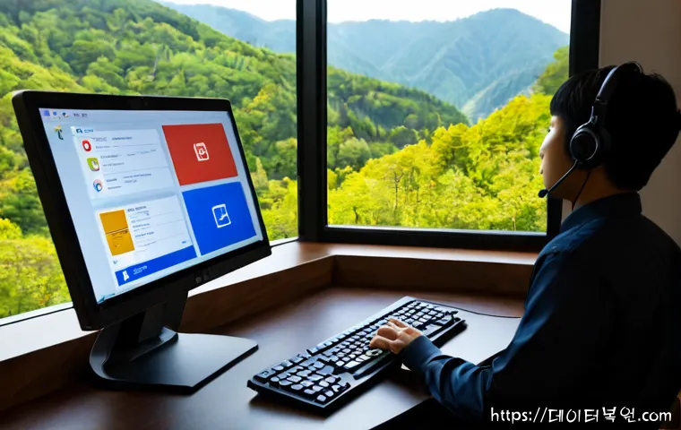 평창동 SYSTEM_LICENSE_VIOLATION - Photorealistic remote-support workstation in a quiet hillside home office, dual monitors showing a b...