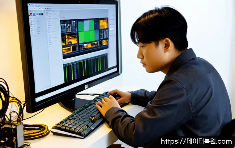 이태원 컴퓨터 desktop 출장방문수리점 - Photorealistic desktop computer onsite repair in a stylish Itaewon apartment studio, technician care...