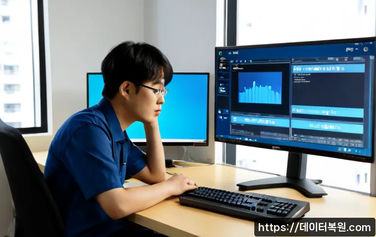 길동 DRIVER_CAUSED_SYSTEM_CRASH - Photorealistic remote IT support workstation in a compact Gildong apartment office, dual monitors sh...