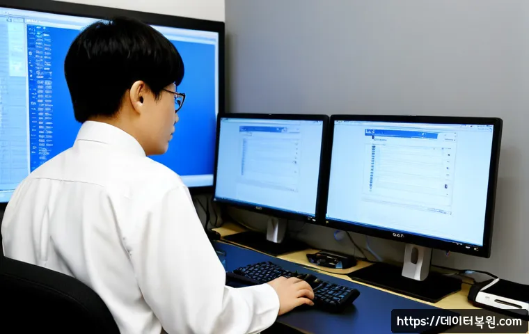 화정동 DRIVER_CAUGHT_MODIFYING_FREED_POOL - Photorealistic IT support workstation in Hwajeong-dong, a technician examining a desktop computer wi...