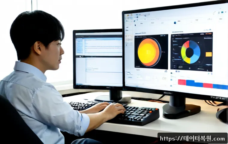 북가좌동 SESSION5_INITIALIZATION_FAILED - Photorealistic remote-support workstation in a compact Bukgajwa-dong apartment office, dual monitors...