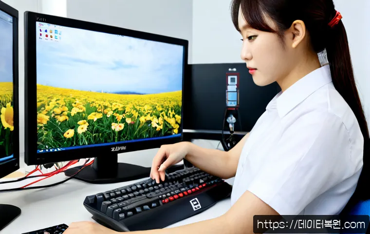 부림동 HARDWARE_MEMORY_FAILURE - Photorealistic remote IT support scene in a compact Korean office near Burim-dong, workstation tower...