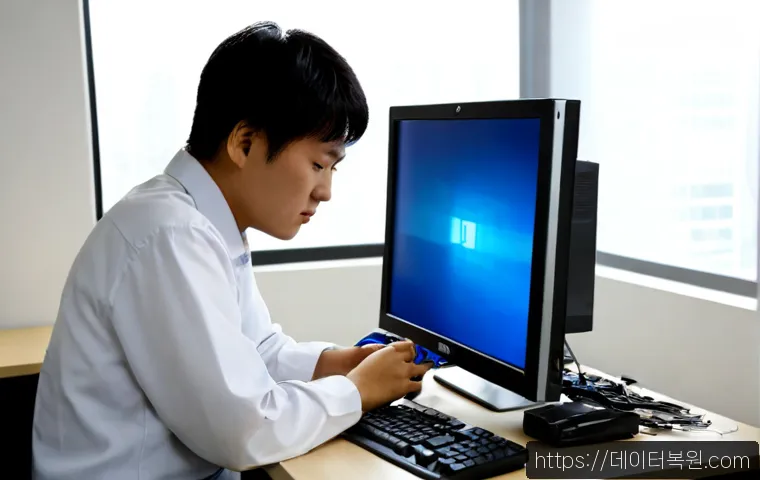 교북동 윈도우8 windows8 재설치 포맷  초기화 - Photorealistic computer repair workstation in a compact Gyo-buk-dong office, technician reinstalling...